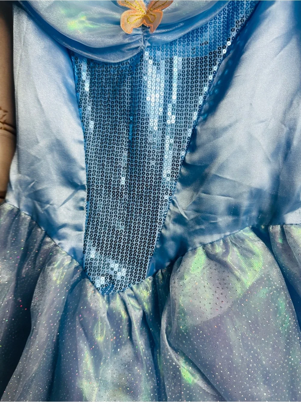 Disguise Light Blue Sparkle Princess Dress with Butterfly Accent